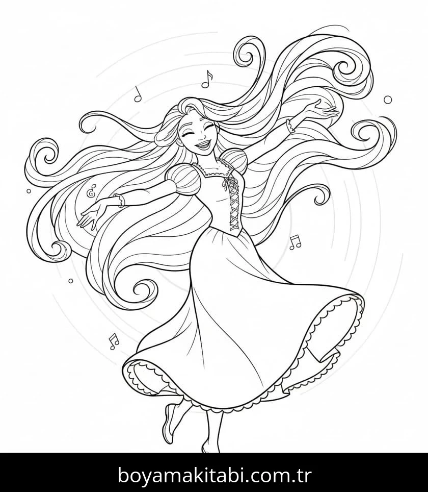 Rapunzel boyama sayfası – sanatsal çalışma, çocuklar için