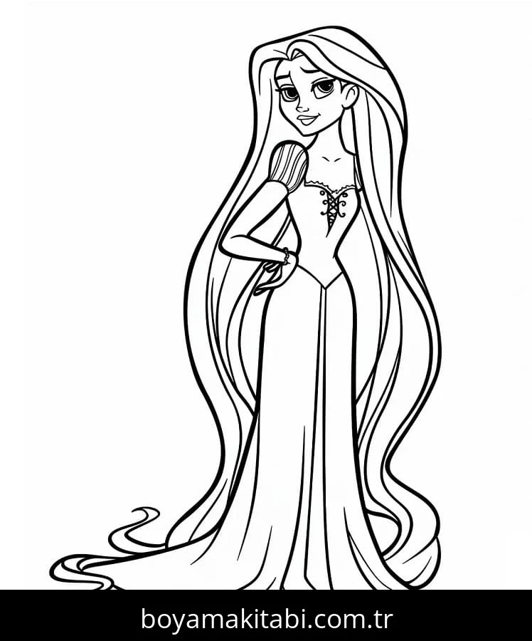 Rapunzel boyama sayfası – yaratıcılık, eğlenceli etkinlik