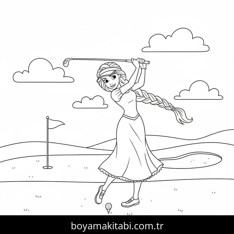 Rapunzel boyama sayfası – sevimli karakter, sanatsal çalışma