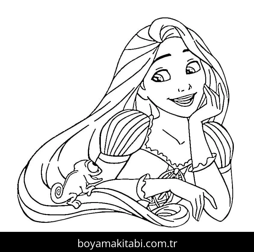 Rapunzel boyama sayfası – boyama çalışması, yaratıcılığı geliştirir