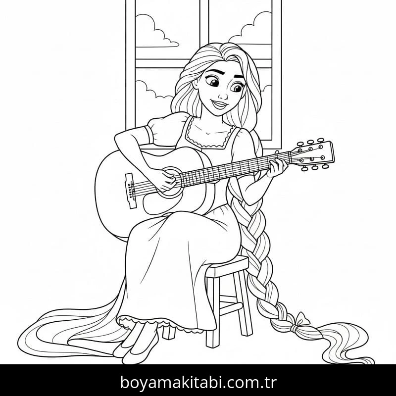 Rapunzel boyama sayfası – çocuklar için, çizgi film temalı
