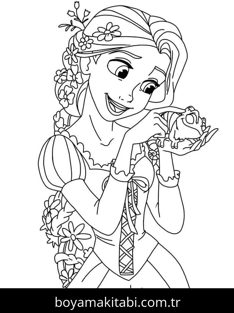 Rapunzel boyama sayfası – kolay boyama, eğitici aktivite