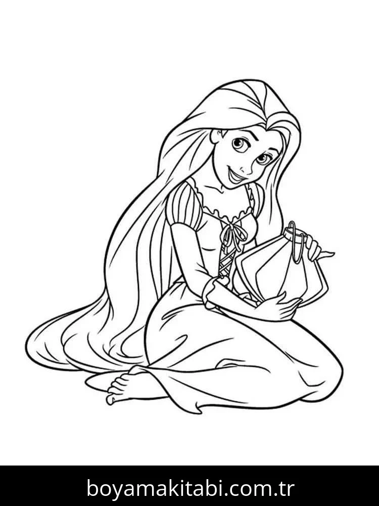 Rapunzel boyama sayfası – eğlenceli etkinlik, el becerilerini geliştirir