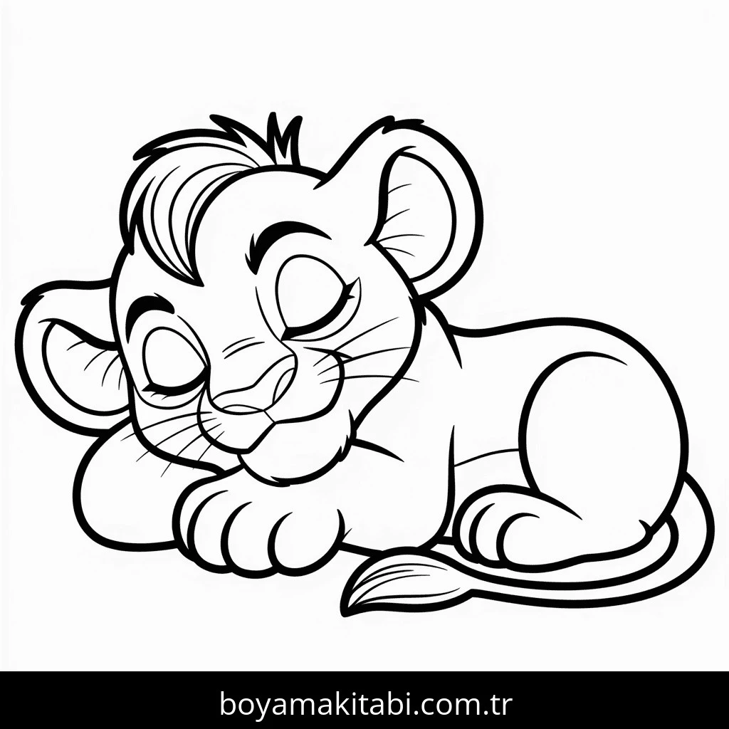 Aslan Kral boyama sayfası – çocuk aktivitesi, PDF indir