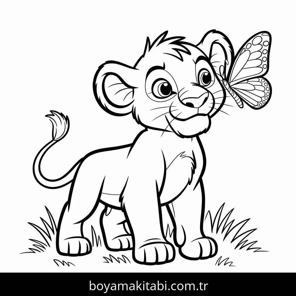 Aslan Kral boyama sayfası – sanatsal çalışma, çocuklar için