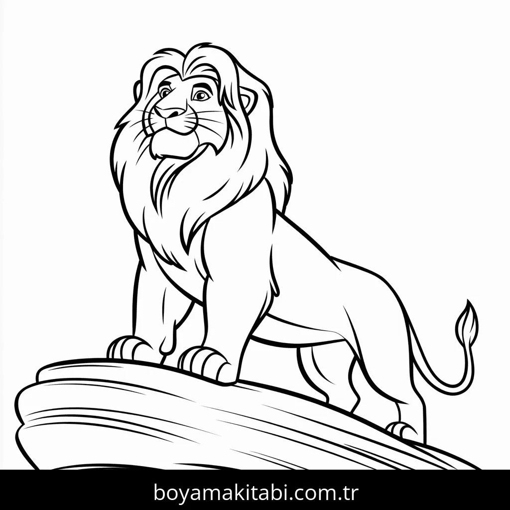 Aslan Kral boyama sayfası – boyama çalışması, yaratıcılığı geliştirir