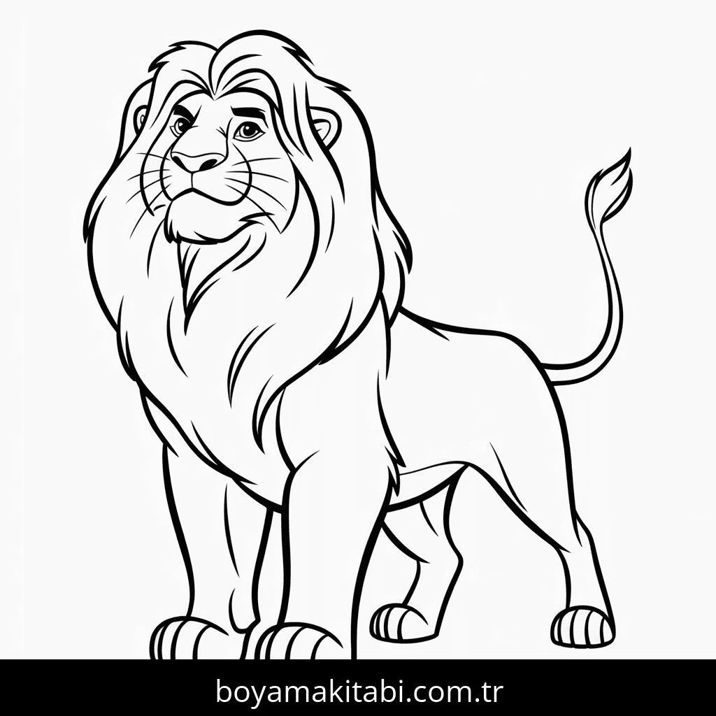 Aslan Kral boyama sayfası – PDF indir, sevimli karakter