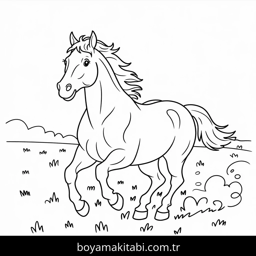 Atlar boyama sayfası – eğlenceli etkinlik, el becerilerini geliştirir