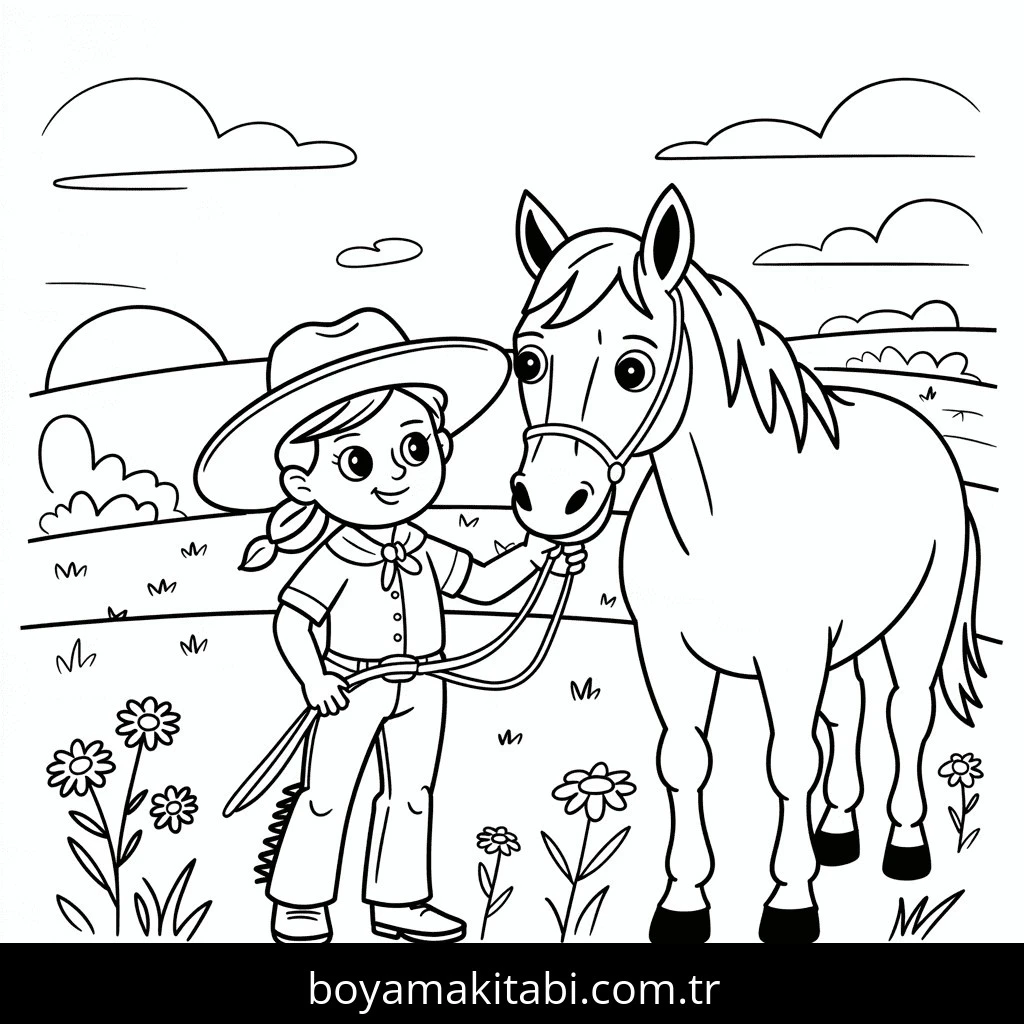 Atlar boyama sayfası – boyama etkinliği, çocuk aktivitesi