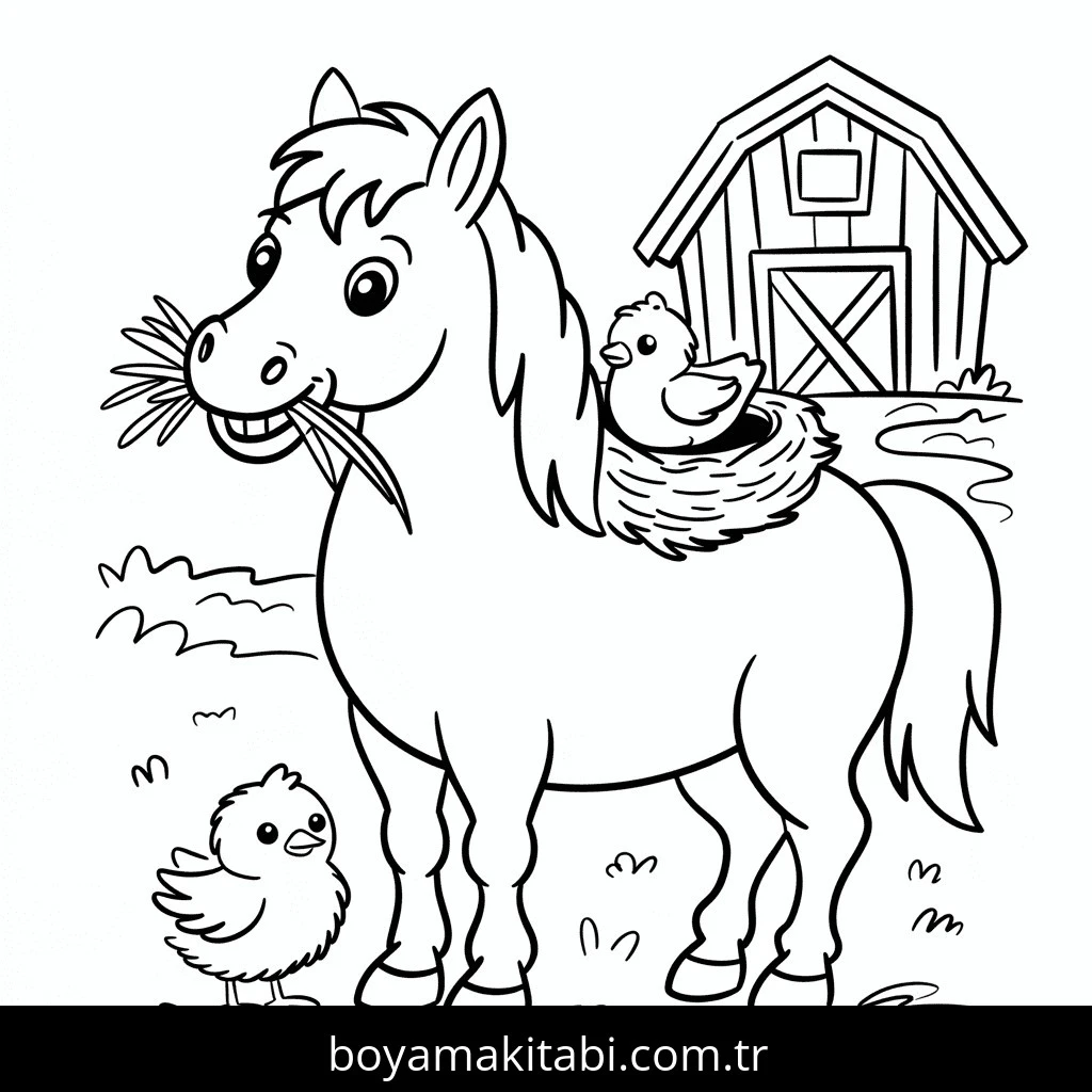 Atlar boyama sayfası – keyifli zaman, renkli çizimler