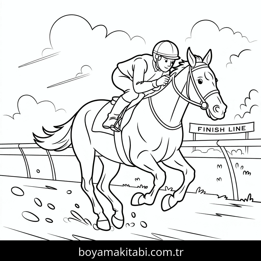 Atlar boyama sayfası – sanatsal çalışma, çocuklar için