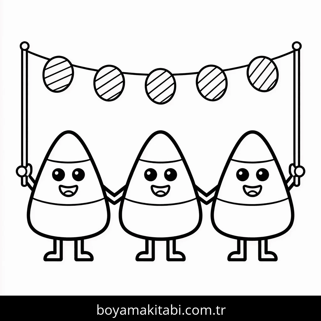 Cadılar Bayramı boyama sayfası – basit çizim, kolay boyama