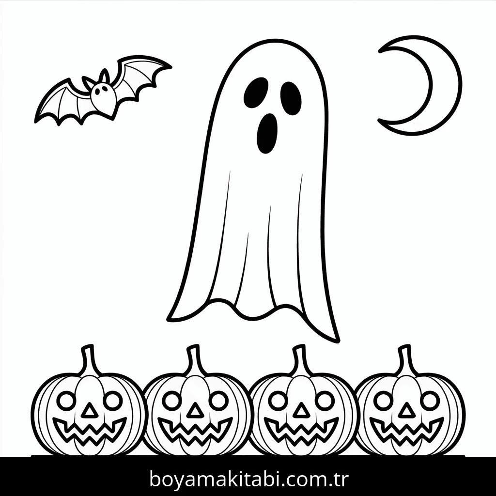 Cadılar Bayramı boyama sayfası – kolay boyama, eğitici aktivite