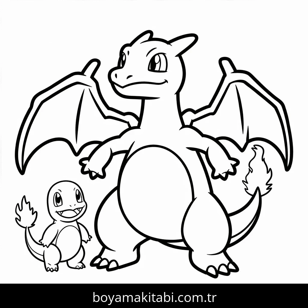Charizard boyama sayfası #76 – motor becerileri destekler, mürekkep tasarrufu sağlar