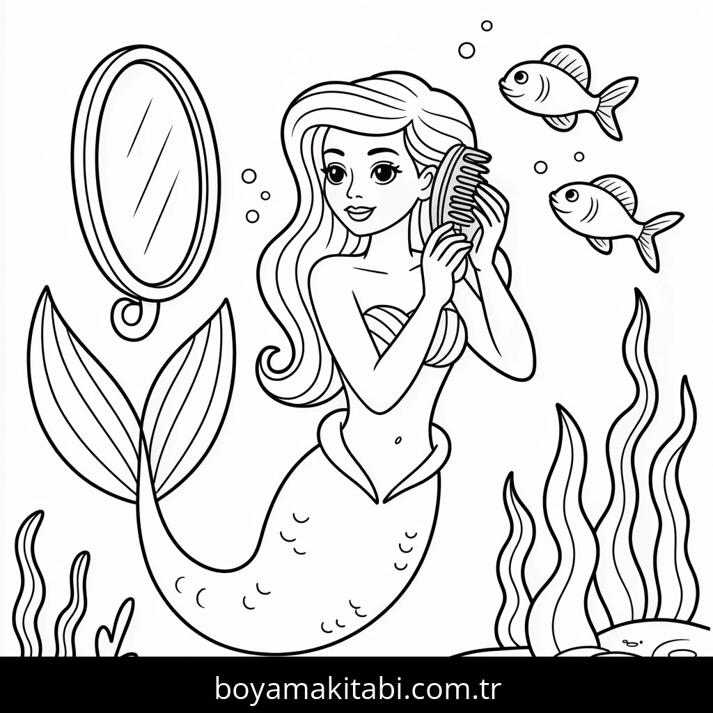 Denizkızı boyama sayfası – boyama çalışması, yaratıcılığı geliştirir