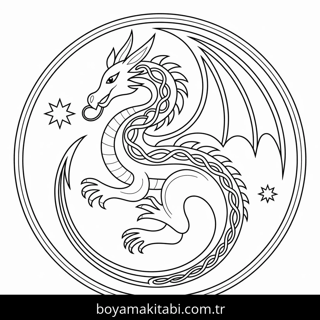 Ejderha boyama sayfası #106 – renk bilgisini öğretir, günlük etkinlik önerisi