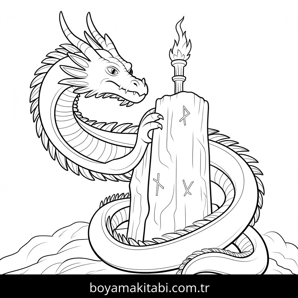 Ejderha boyama sayfası #111 – mürekkep tasarrufu sağlar, PDF indir