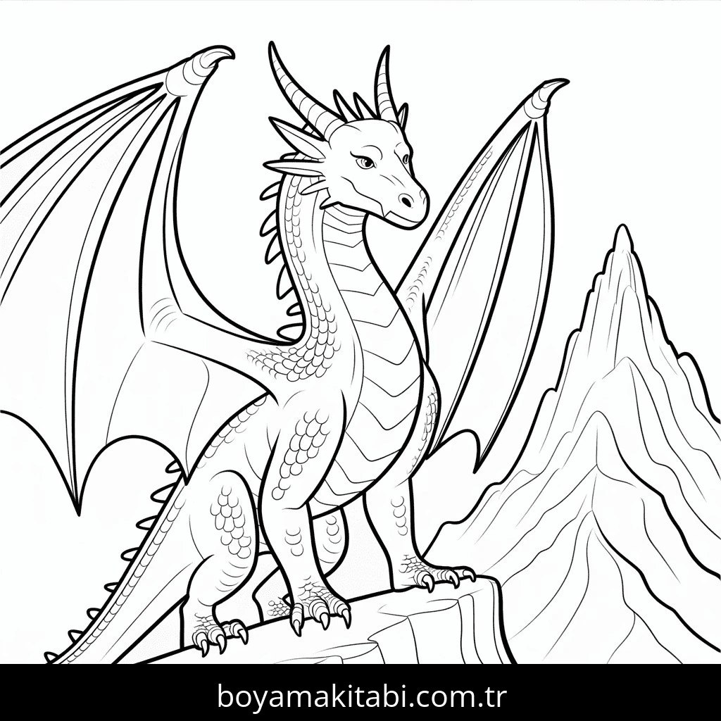 Ejderha boyama sayfası #120 – kolay boyama, eğitici aktivite