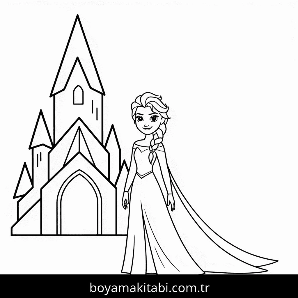 Elsa boyama sayfası – çizgi film temalı, basit çizim