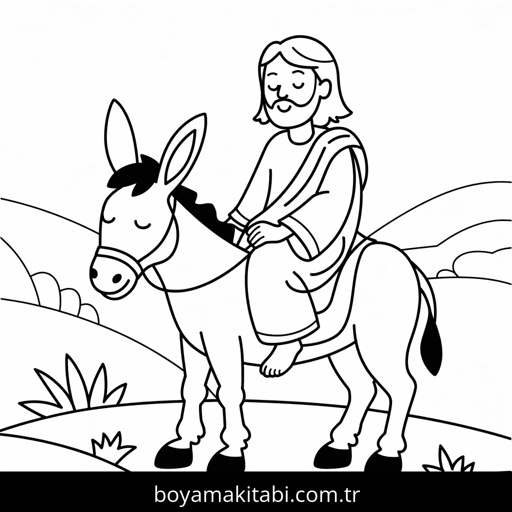 Eşekler boyama sayfası – basit çizim, kolay boyama