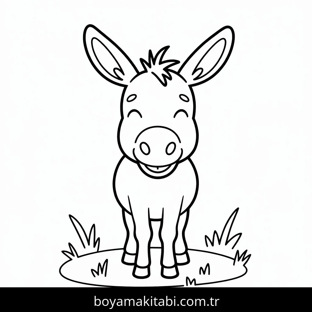Eşekler boyama sayfası – renkli çizimler, okul öncesi
