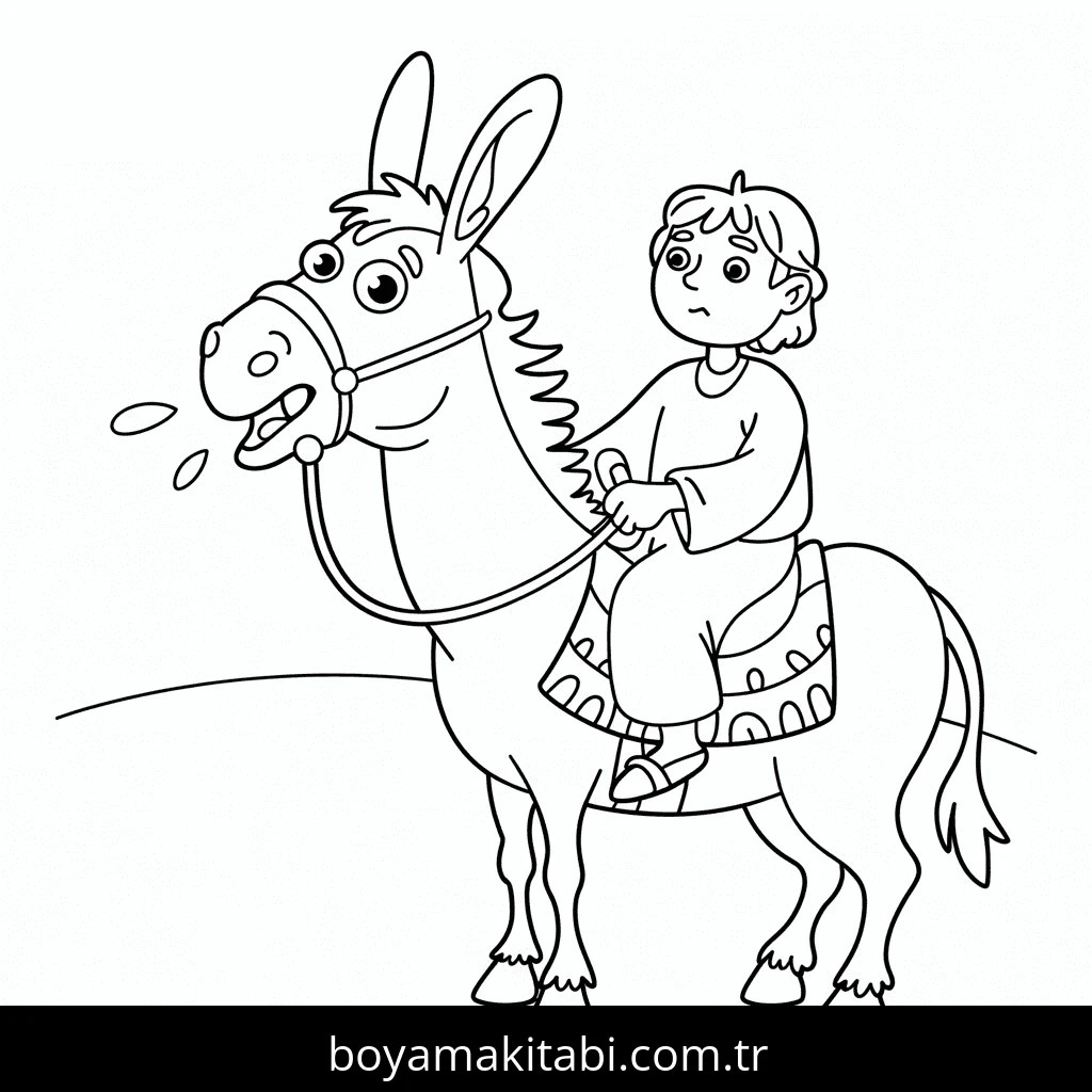 Eşekler boyama sayfası – çizgi film temalı, basit çizim