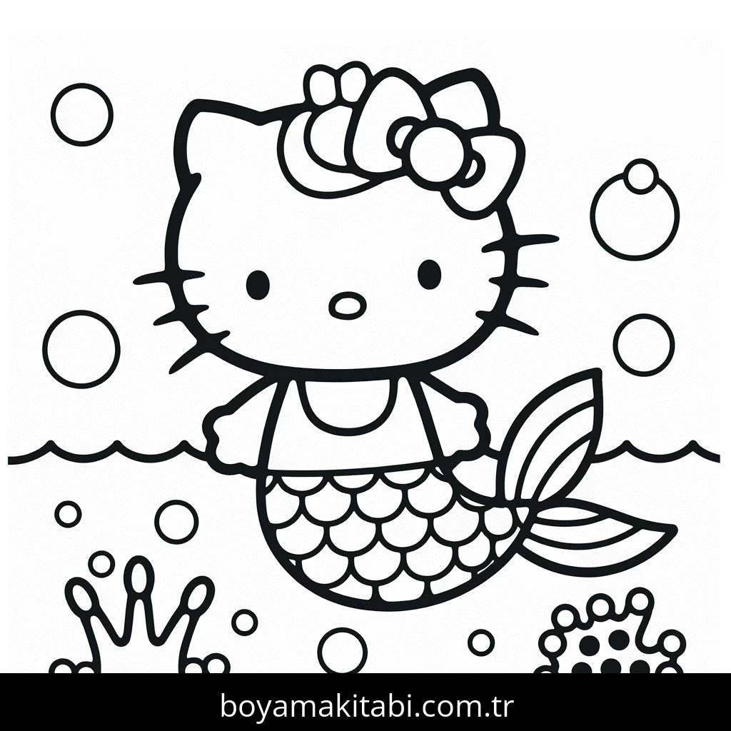 Hello Kitty boyama sayfası – kolay boyama, eğitici aktivite