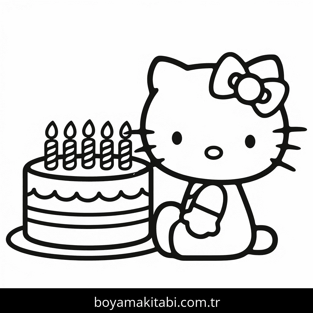 Hello Kitty boyama sayfası – eğlenceli etkinlik, el becerilerini geliştirir