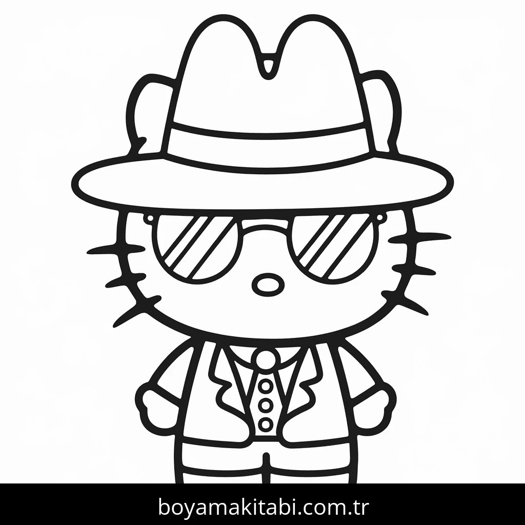 Hello Kitty boyama sayfası – çocuk aktivitesi, PDF indir