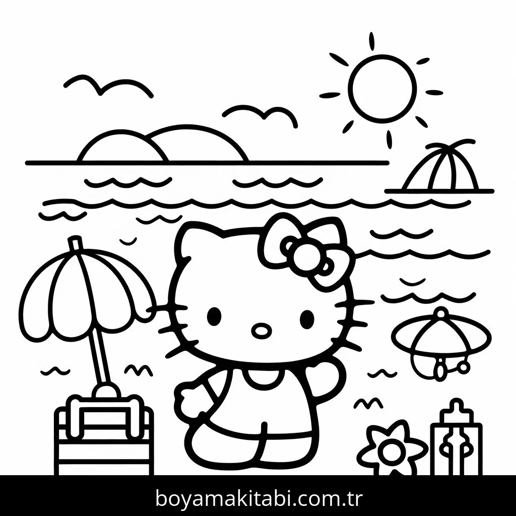 Hello Kitty boyama sayfası – PDF indir, sevimli karakter