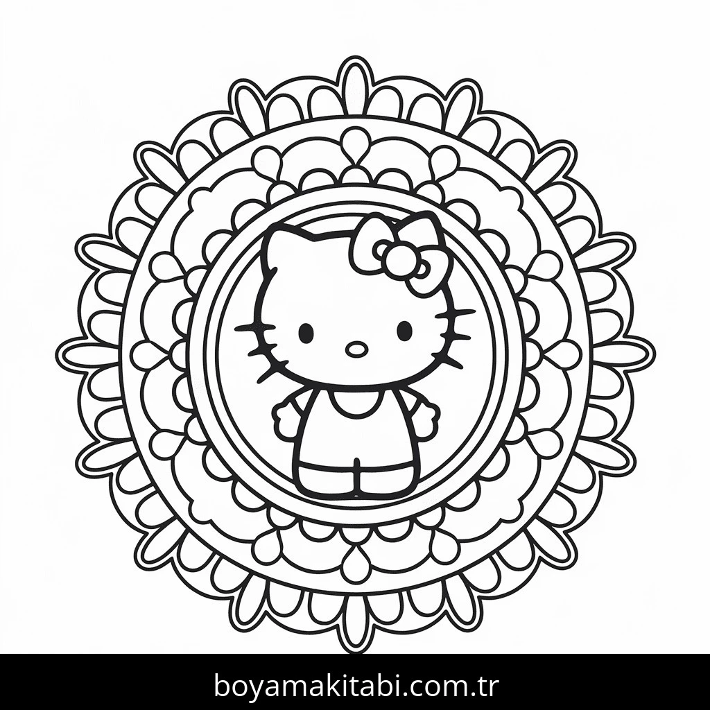 Hello Kitty boyama sayfası – çocuk aktivitesi, PDF indir