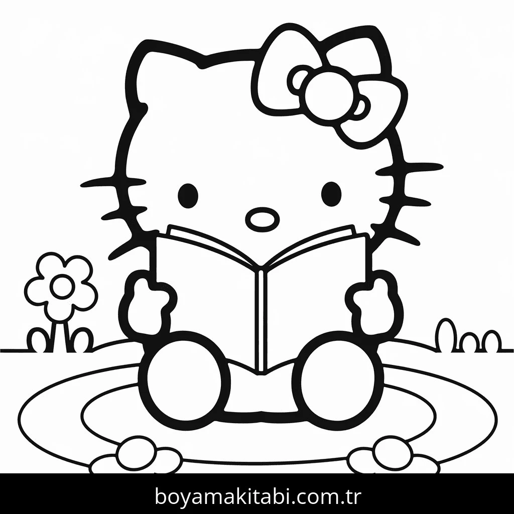 Hello Kitty boyama sayfası – boyama çalışması, yaratıcılığı geliştirir