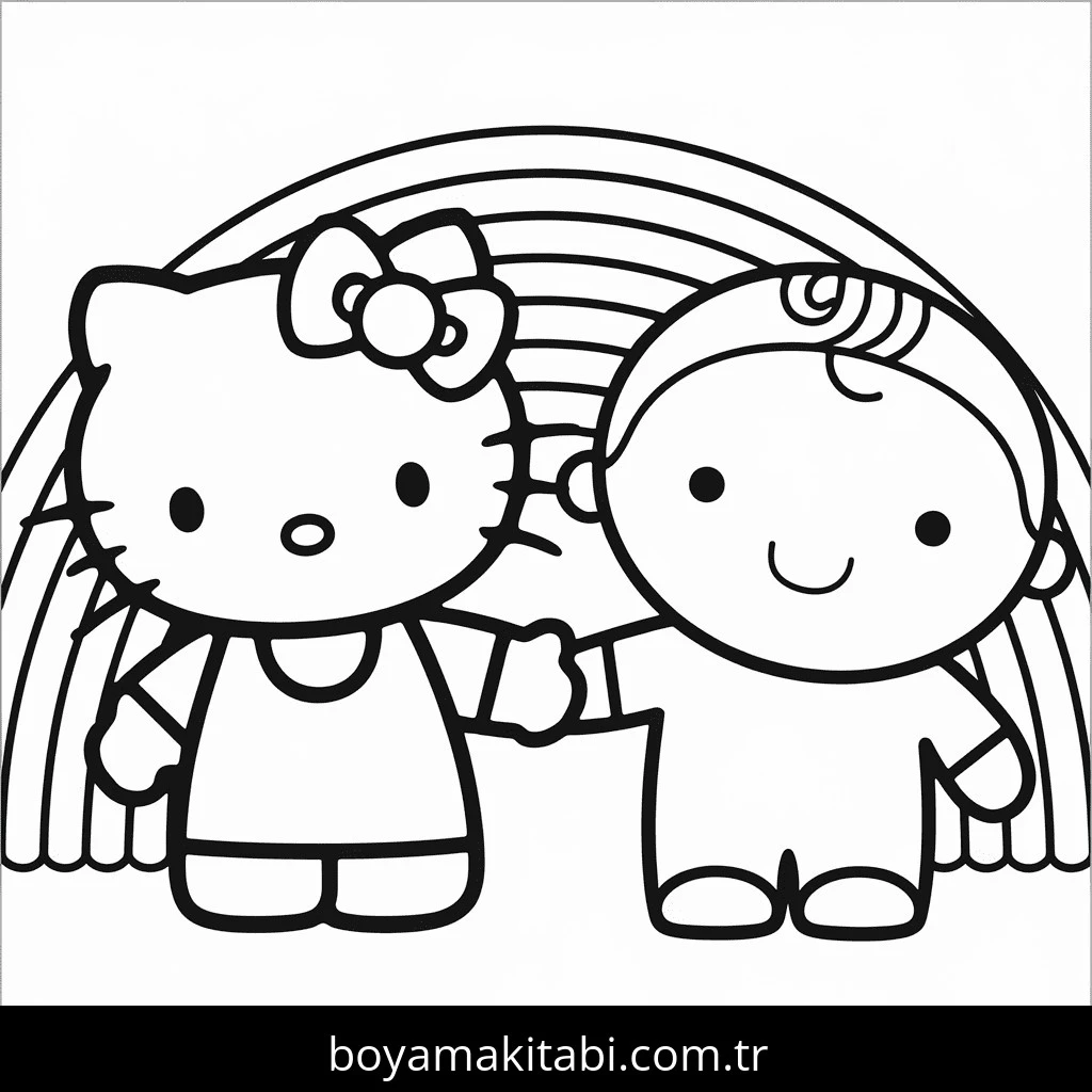Hello Kitty boyama sayfası – kolay boyama, eğitici aktivite