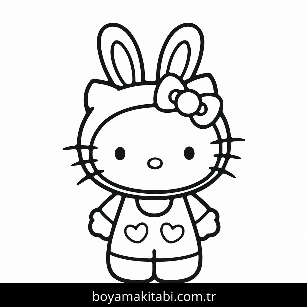 Hello Kitty boyama sayfası – çizgi film temalı, basit çizim