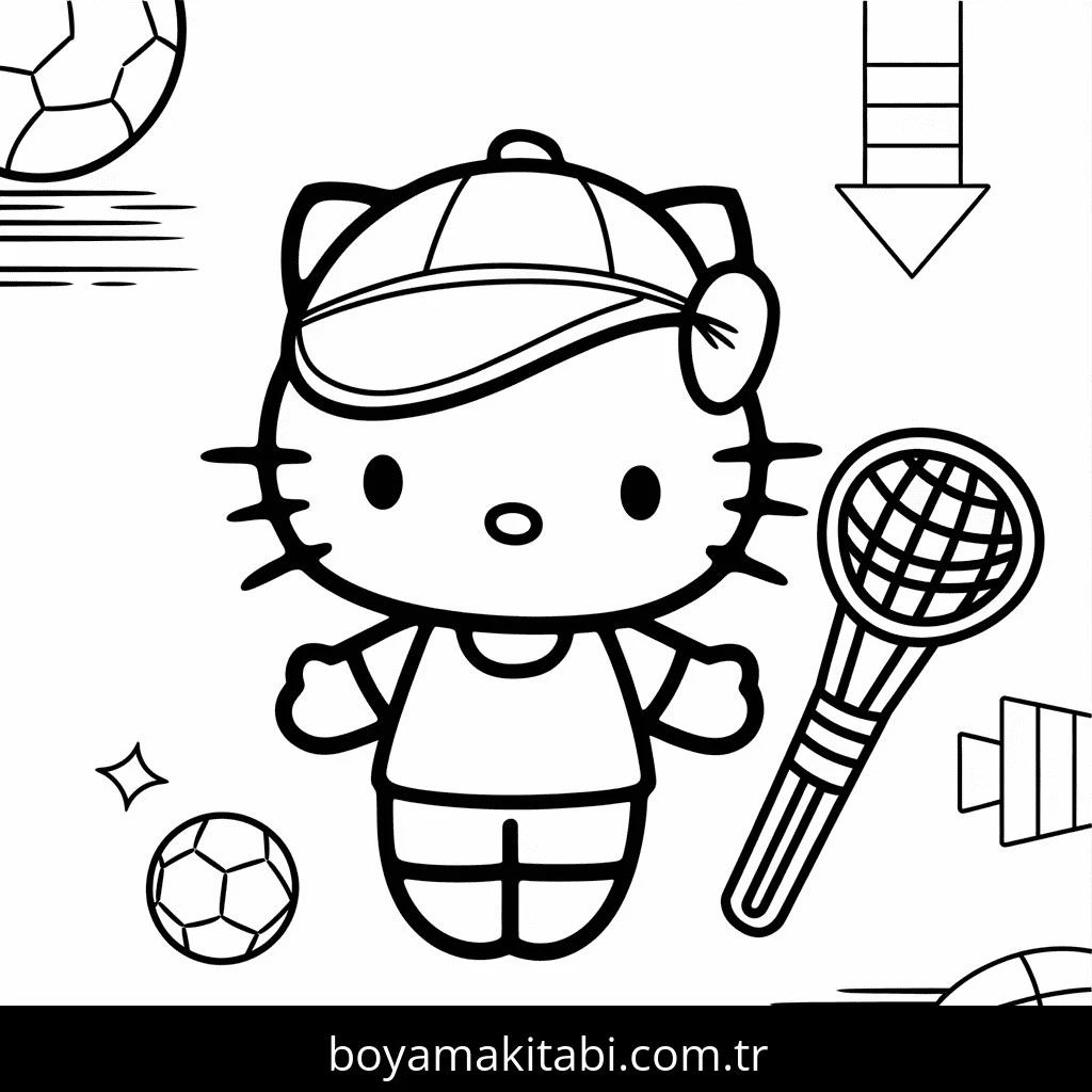 Hello Kitty boyama sayfası – sevimli karakter, sanatsal çalışma