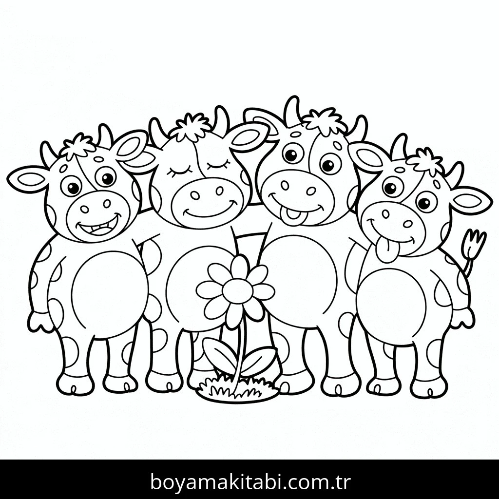 İnekler boyama sayfası – çocuklar için, çizgi film temalı