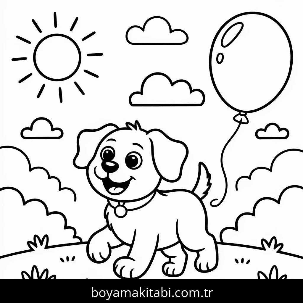 Köpek boyama sayfası #742 – aile ile vakit geçirme, renk bilgisini öğretir