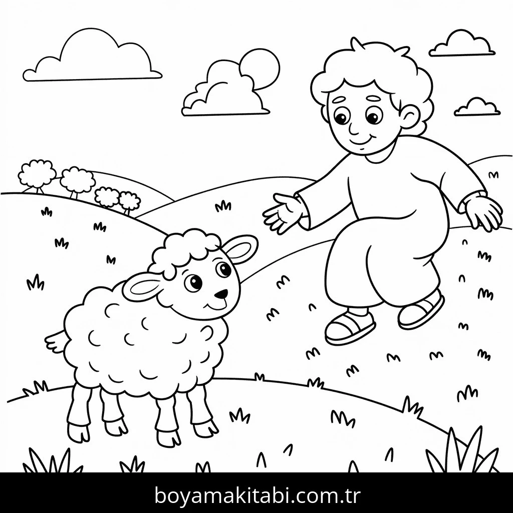 Koyunlar boyama sayfası – boyama etkinliği, çocuk aktivitesi