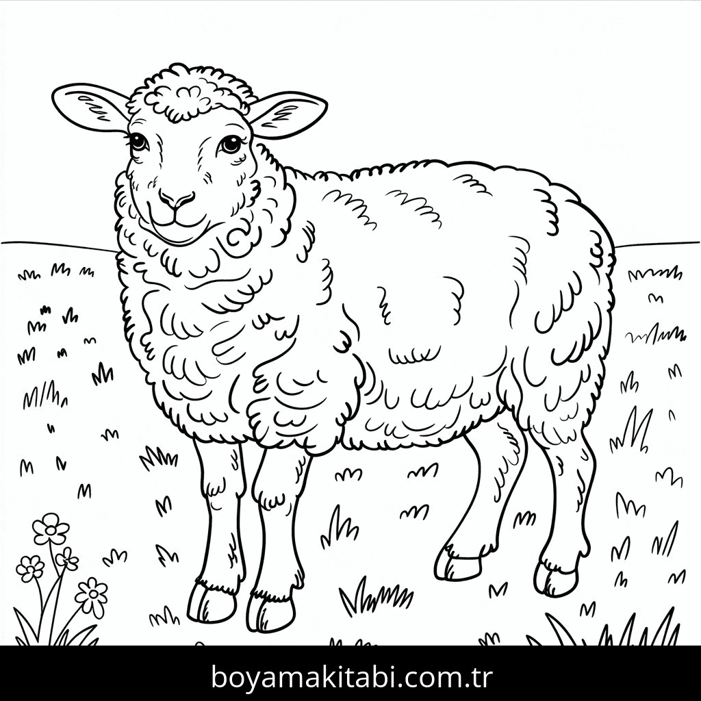 Koyunlar boyama sayfası – basit çizim, kolay boyama