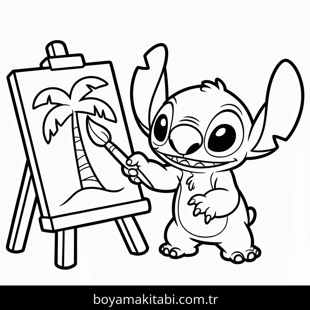 Lilo & Stitch boyama sayfası – renkli çizimler, okul öncesi
