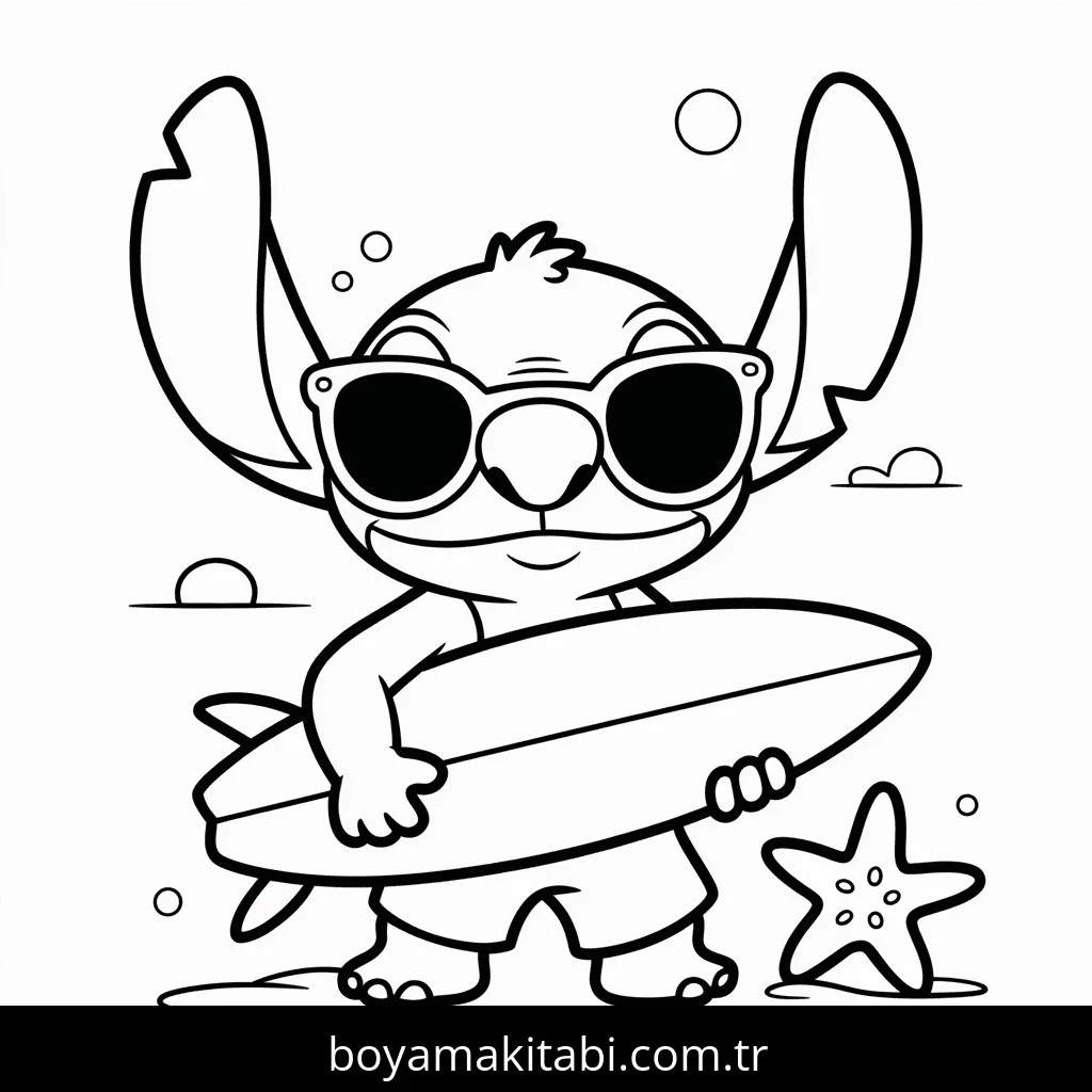 Lilo & Stitch boyama sayfası – PDF indir, sevimli karakter