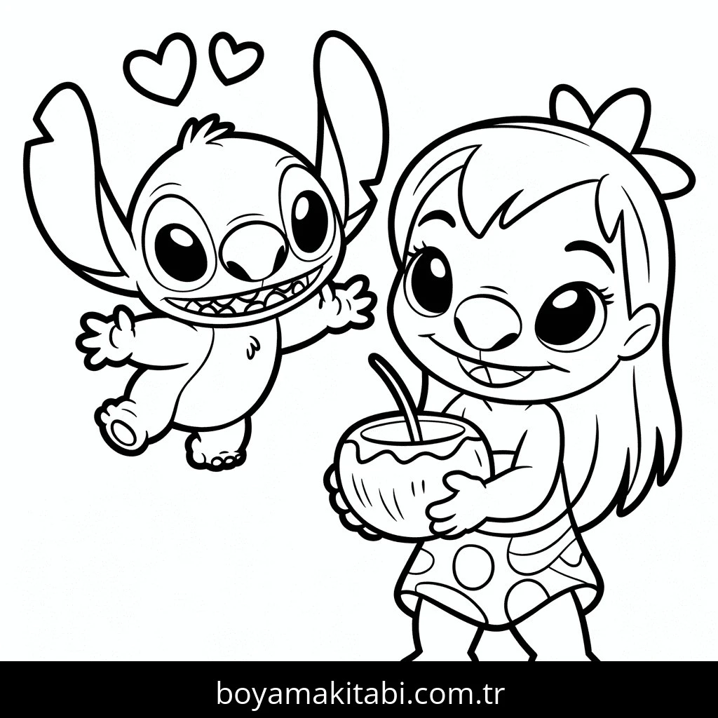 Lilo & Stitch boyama sayfası – okul öncesi, evde etkinlik