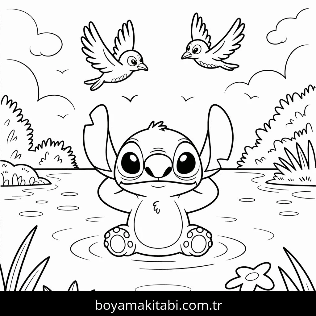 Lilo & Stitch boyama sayfası – eğlenceli etkinlik, el becerilerini geliştirir