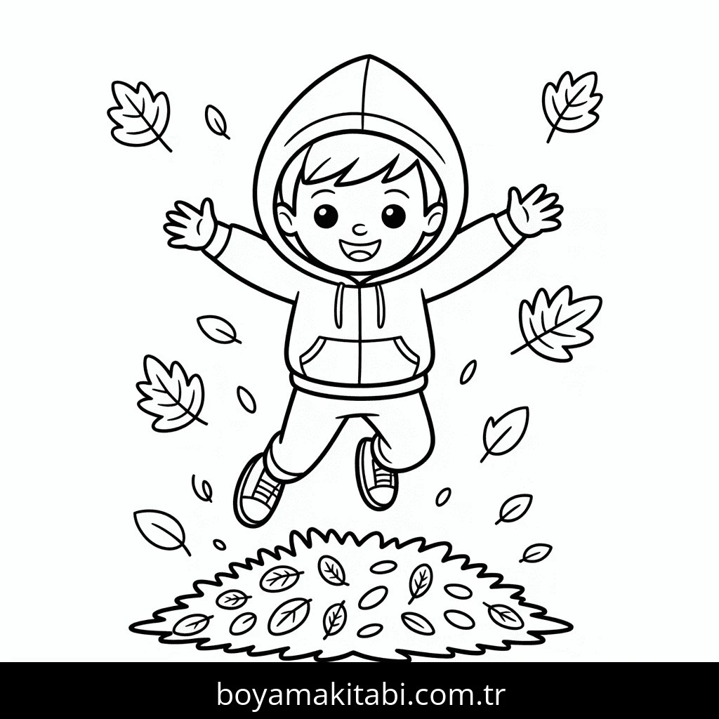 Sonbahar boyama sayfası #185 – renkli çizimler, dikkat ve odaklanma geliştirir