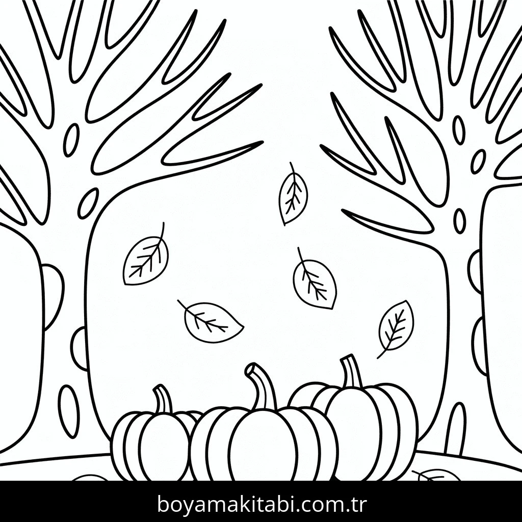 Sonbahar boyama sayfası #198 – kolay indirilebilir, eğlenceli öğrenme deneyimi