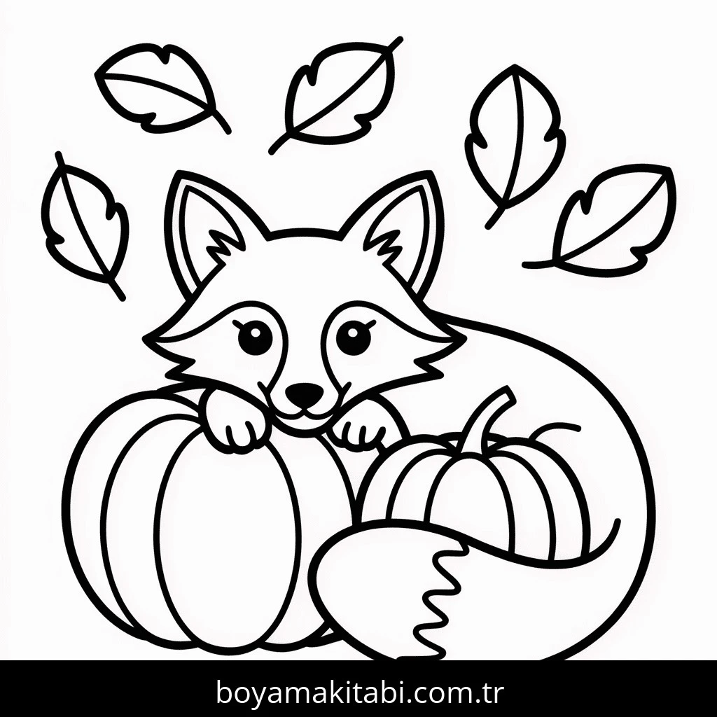 Sonbahar boyama sayfası #207 – PDF indir, sevimli karakter
