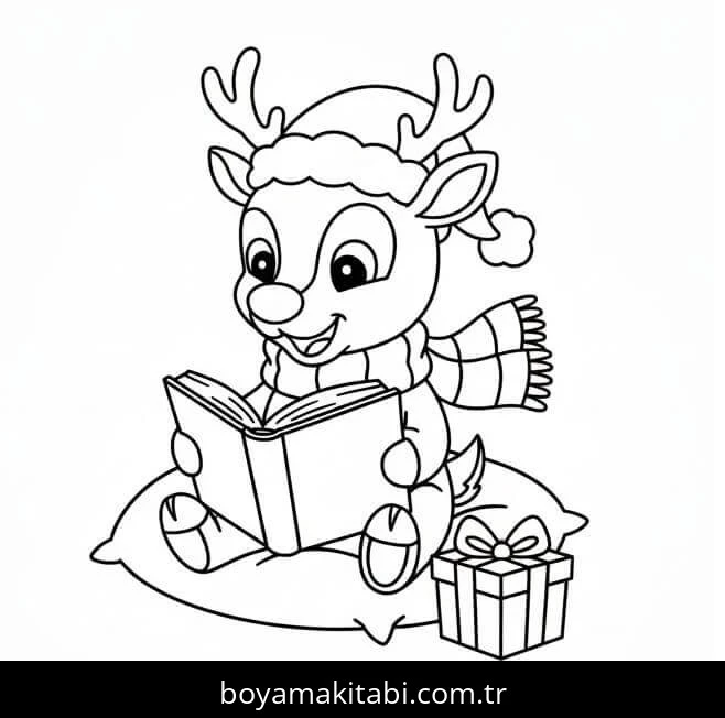 Rudolph boyama sayfası – el becerilerini geliştirir, boyama çalışması