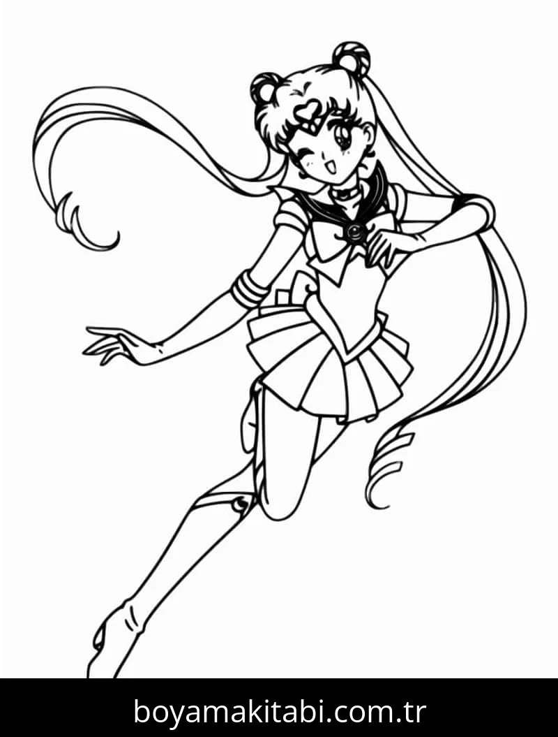 Sailor Moon boyama sayfası #133 – el becerilerini geliştirir, boyama çalışması