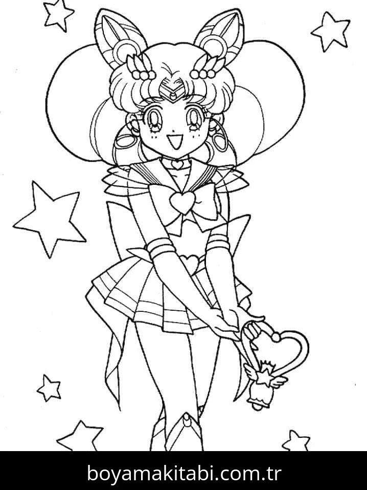 Sailor Moon boyama sayfası – yaratıcılık, eğlenceli etkinlik