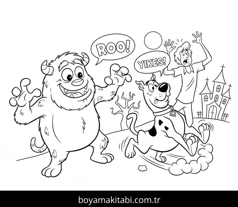 Scooby Doo boyama sayfası – çocuk aktivitesi, PDF indir